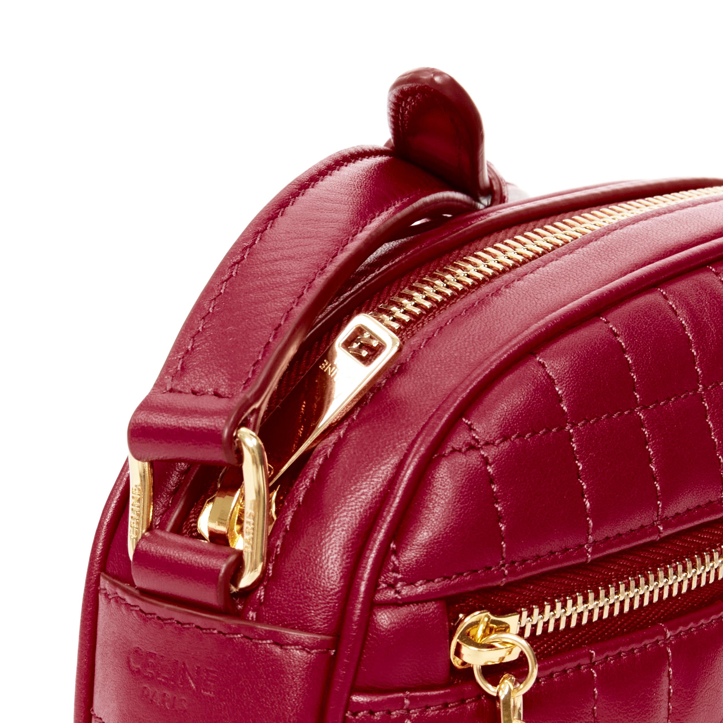 CELINE Hedi Slimane 2019 C Charm red quilted small crossbody camera bag For Sale 3