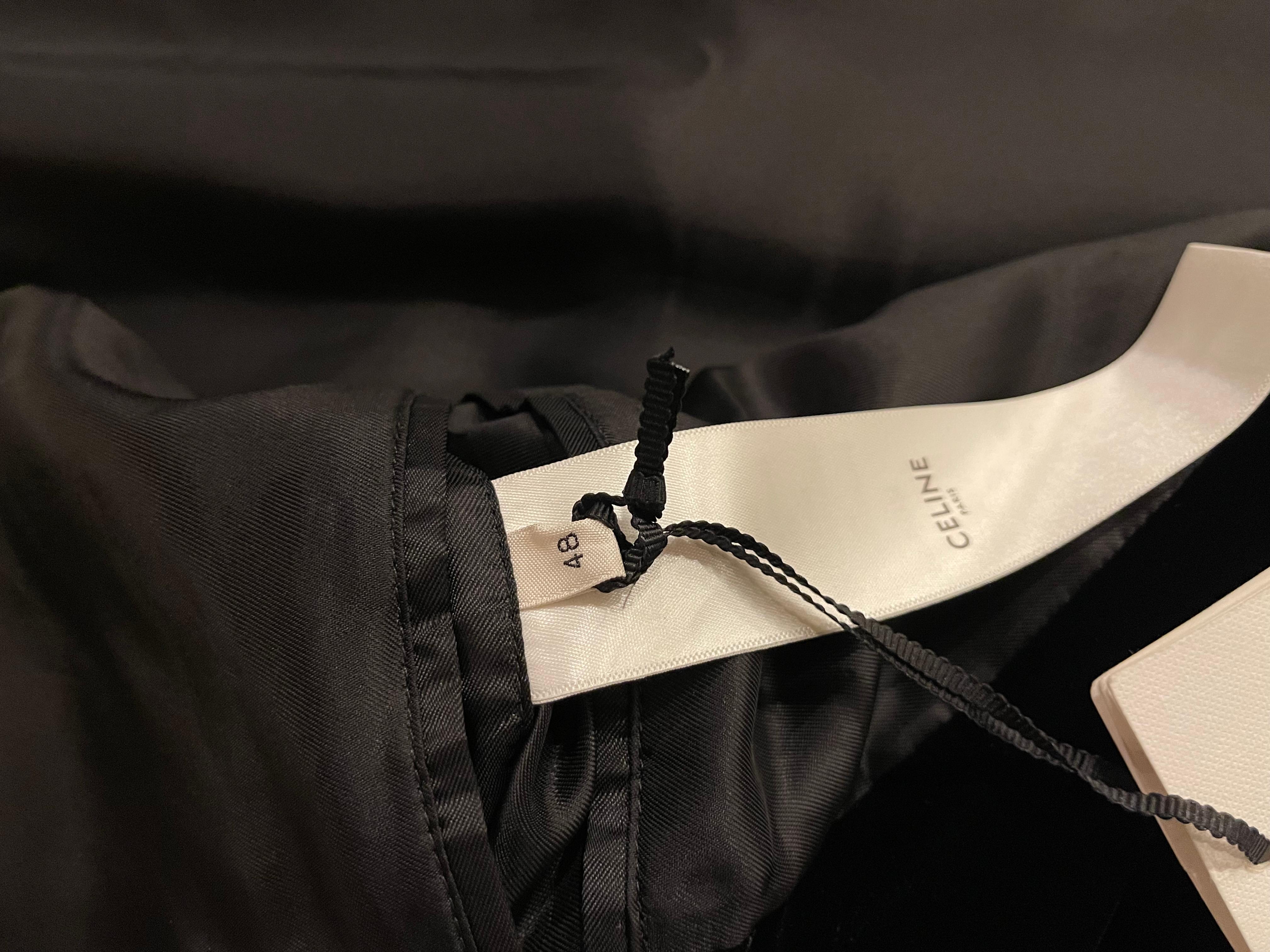 Celine Hedi Slimane Black Velvet Teddy Varsity Jacket RARE size 48 For Sale 10