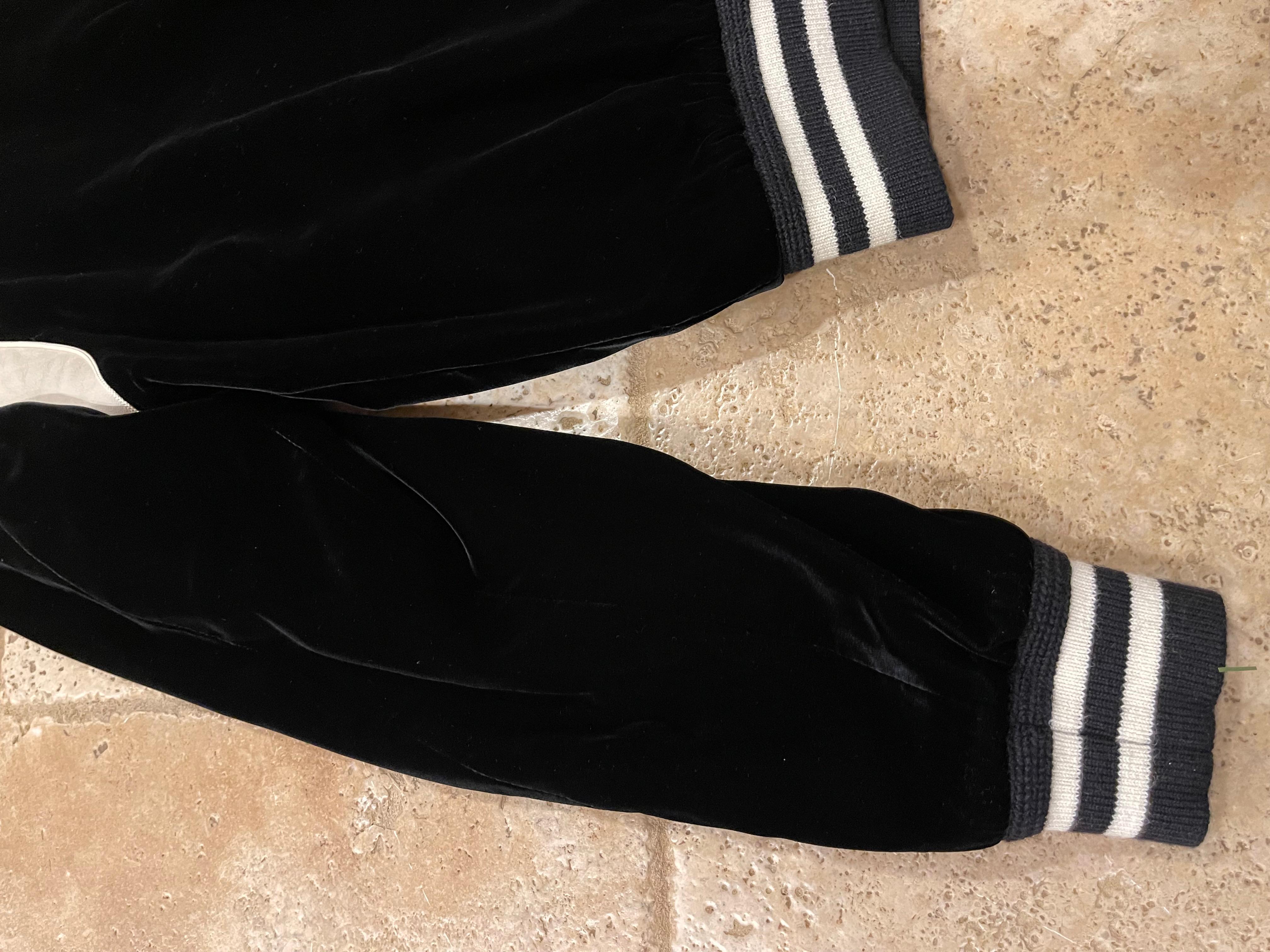 Celine Hedi Slimane Black Velvet Teddy Varsity Jacket RARE size 48 For Sale 4