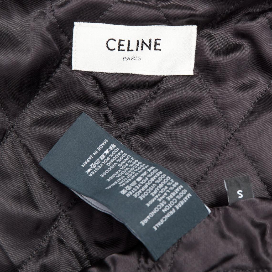 CELINE Hedi Slimane Giacca in denim con patch in lana zebrata bianca e nera S. in vendita 4