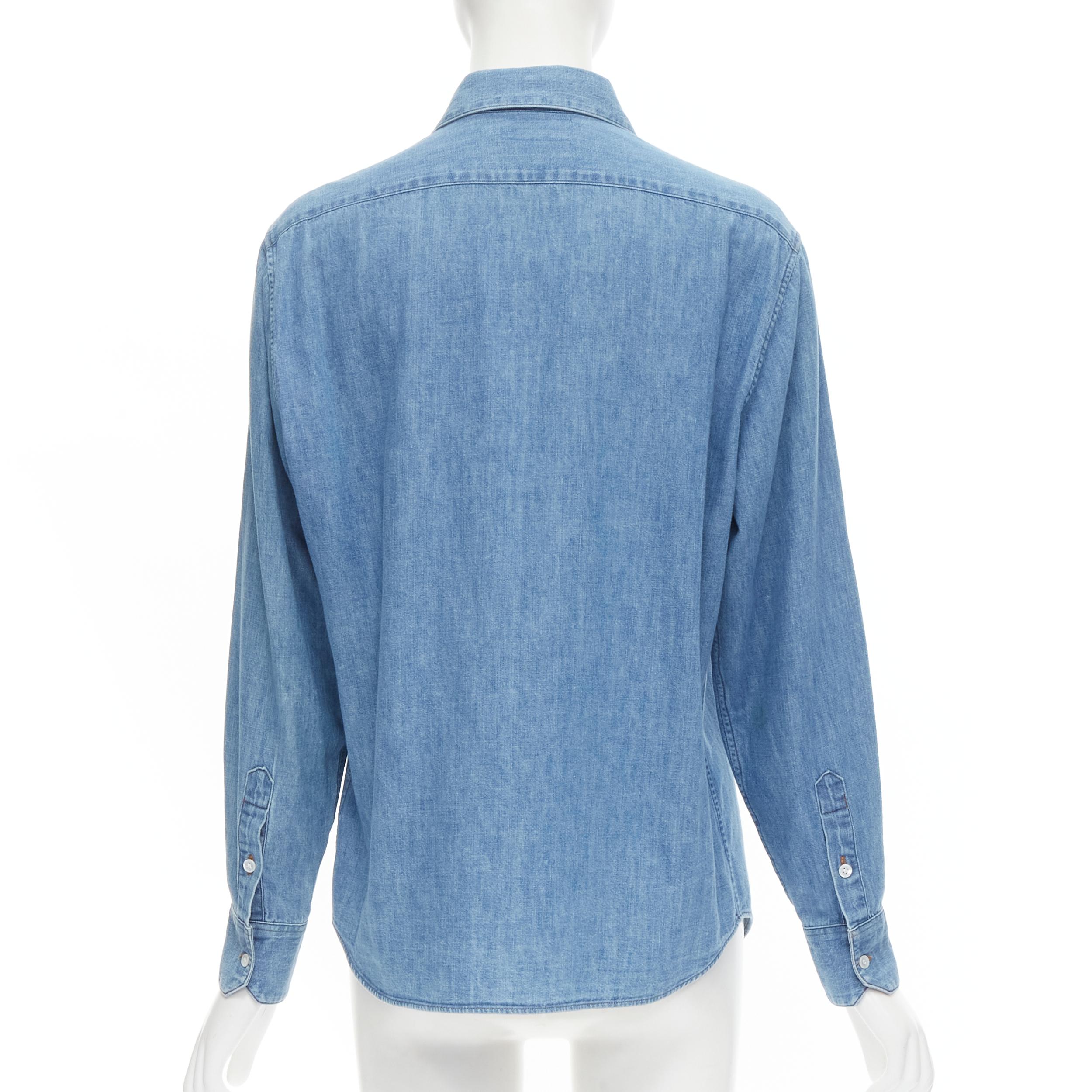 ruffle denim shirt