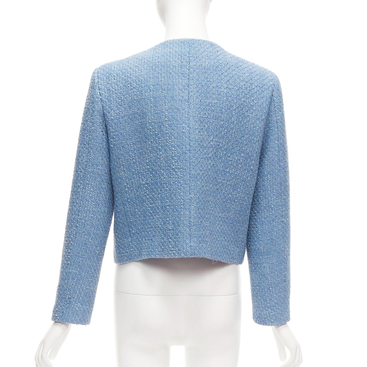 CELINE Hedi Slimane blue tweed gold buttons double breasted jacket FR38 M 2