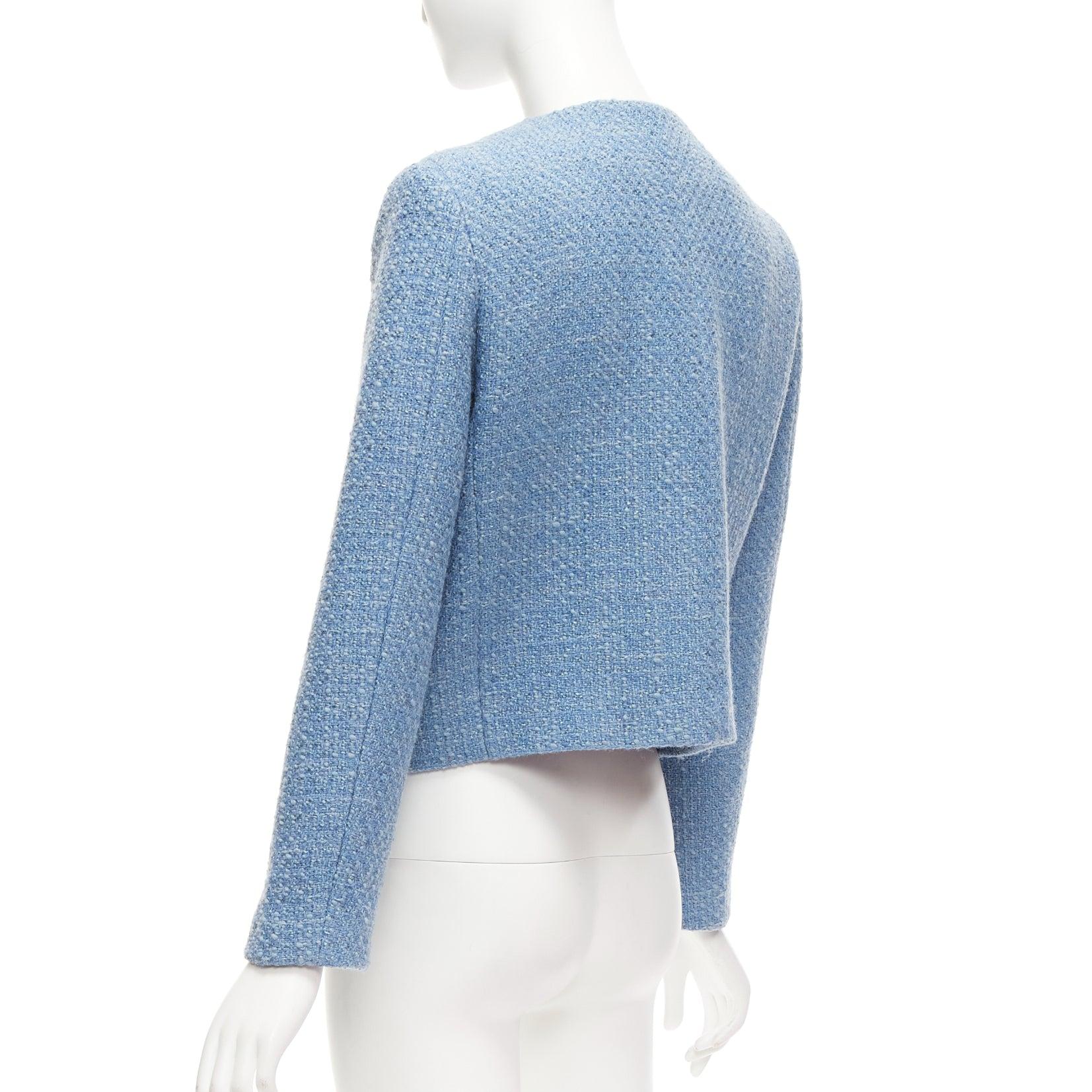 CELINE Hedi Slimane blue tweed gold buttons double breasted jacket FR38 M 3