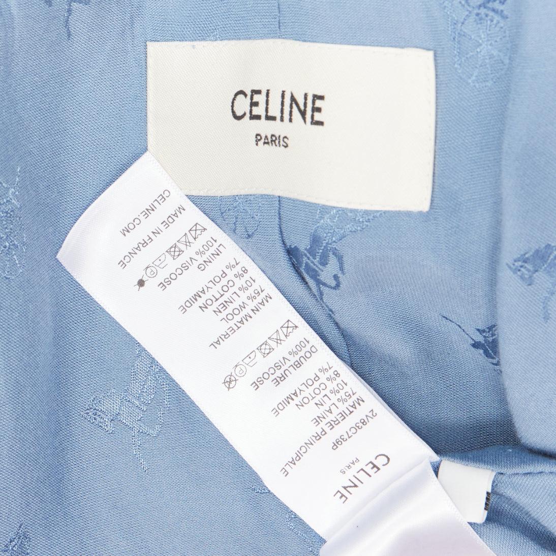 CELINE Hedi Slimane Zweireihige Jacke aus blauem Tweed mit goldenen Knöpfen FR38 M 5