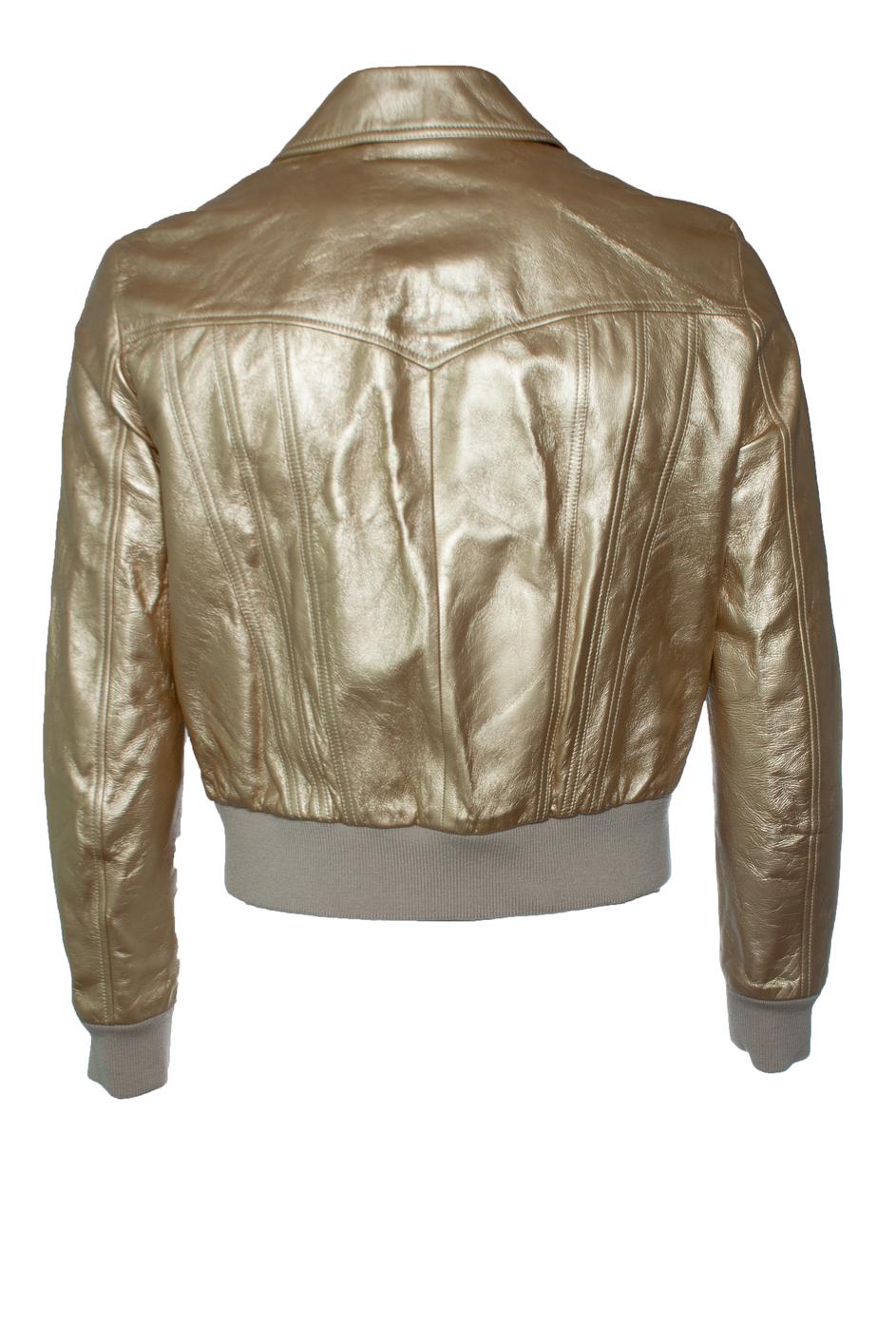 Celine, Hedi Slimane Goldene Lederjacke (Braun) im Angebot