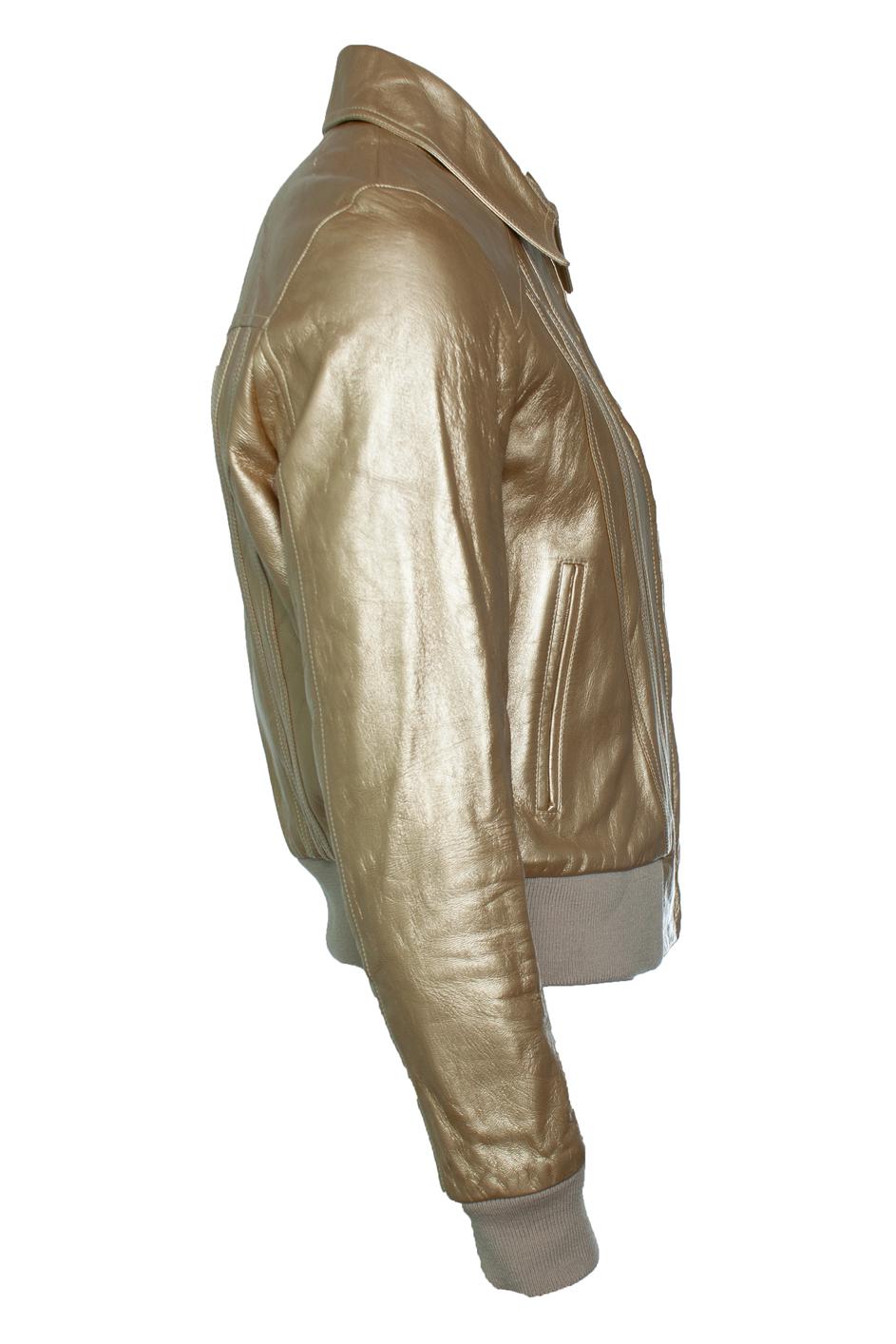 Celine, Hedi Slimane Goldene Lederjacke im Zustand „Hervorragend“ im Angebot in AMSTERDAM, NL