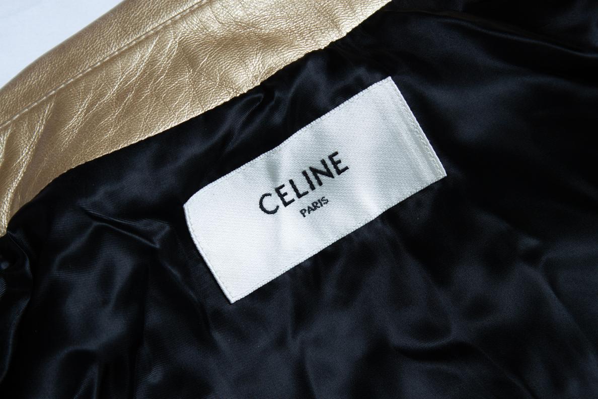 Celine, Hedi Slimane Goldene Lederjacke im Angebot 1