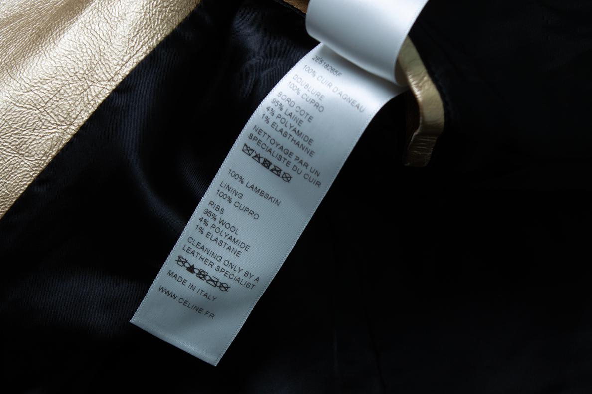 Celine, Hedi Slimane Goldene Lederjacke im Angebot 2