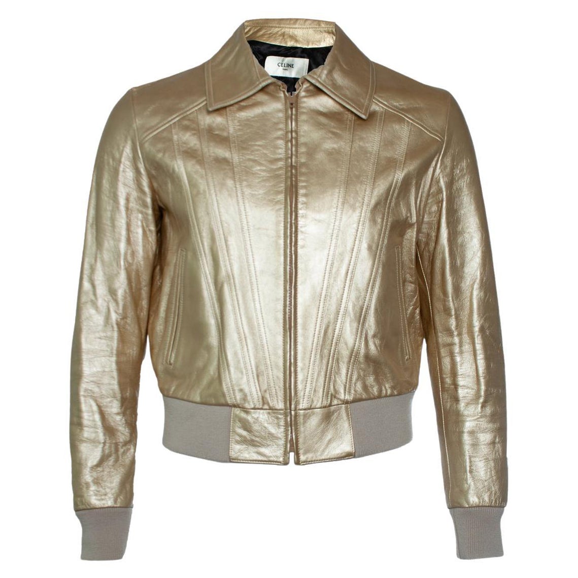 Celine, Hedi Slimane gold leather jacket