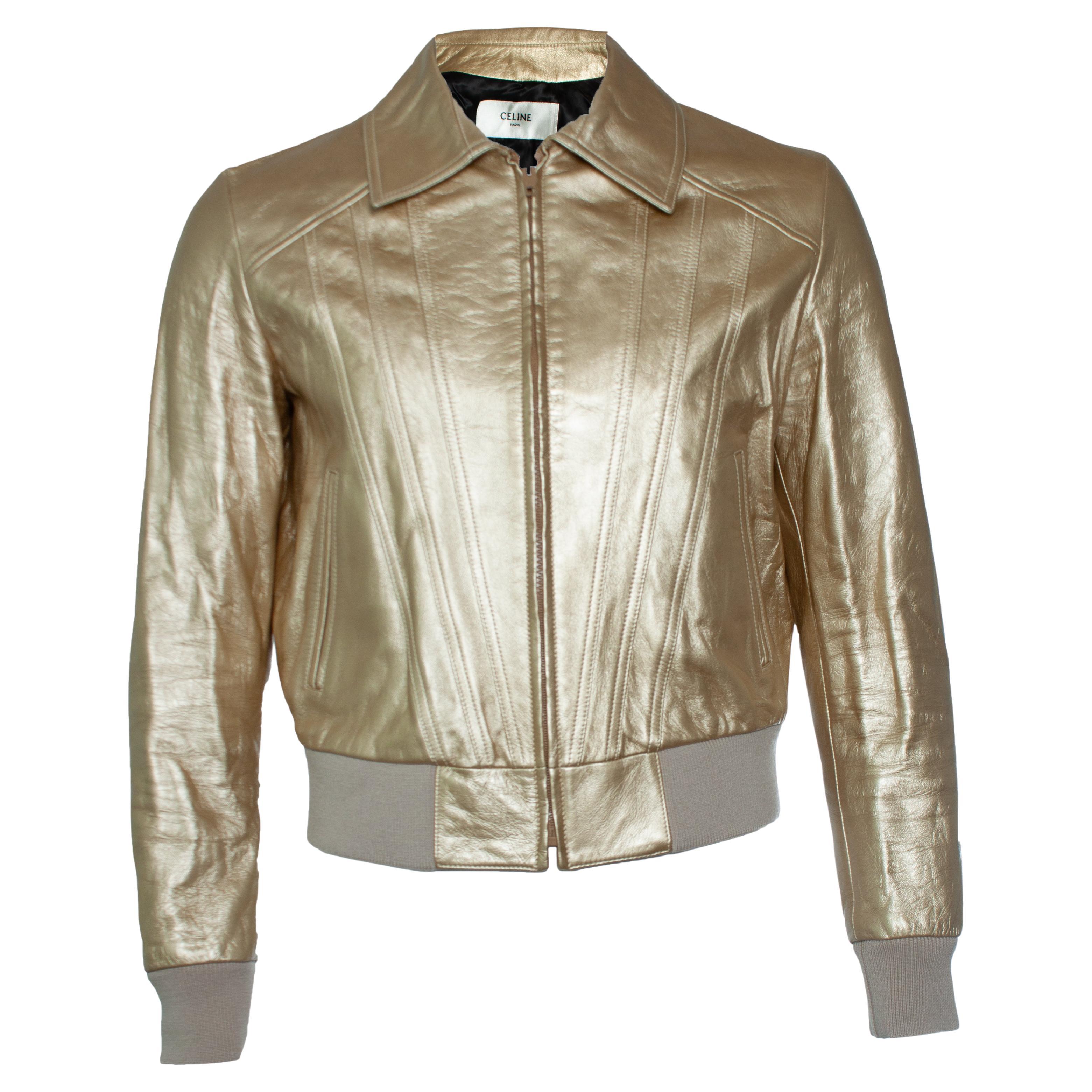 Celine, Hedi Slimane gold leather jacket For Sale
