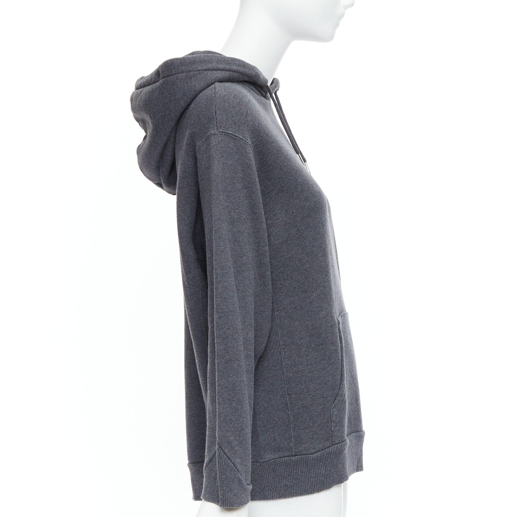CELINE Hedi Slimane grey 100% cotton gold lurex embroidery hoodie sweatshirt L In Excellent Condition In Hong Kong, NT
