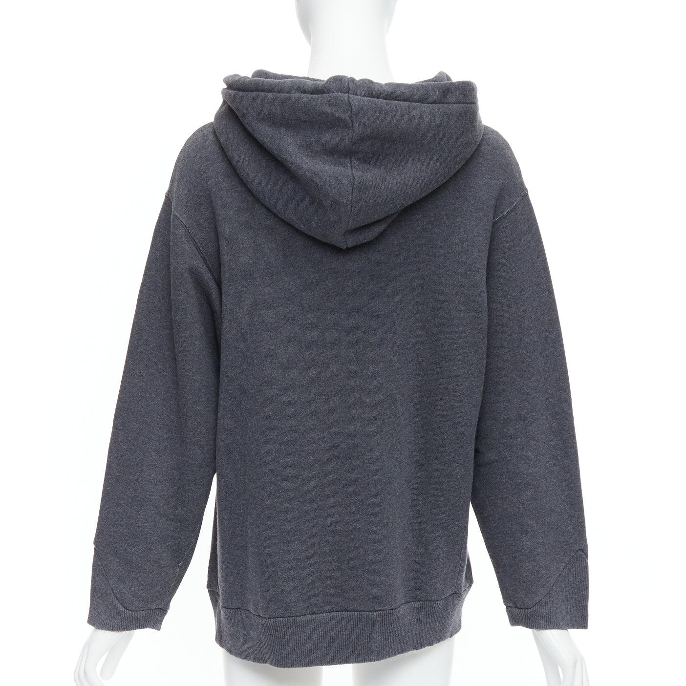 Women's CELINE Hedi Slimane grey 100% cotton gold lurex embroidery hoodie sweatshirt L