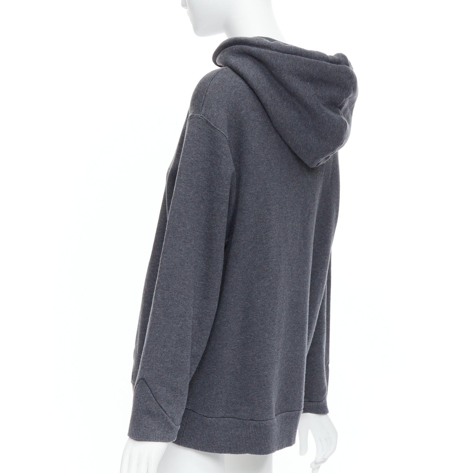 CELINE Hedi Slimane grey 100% cotton gold lurex embroidery hoodie sweatshirt L 1