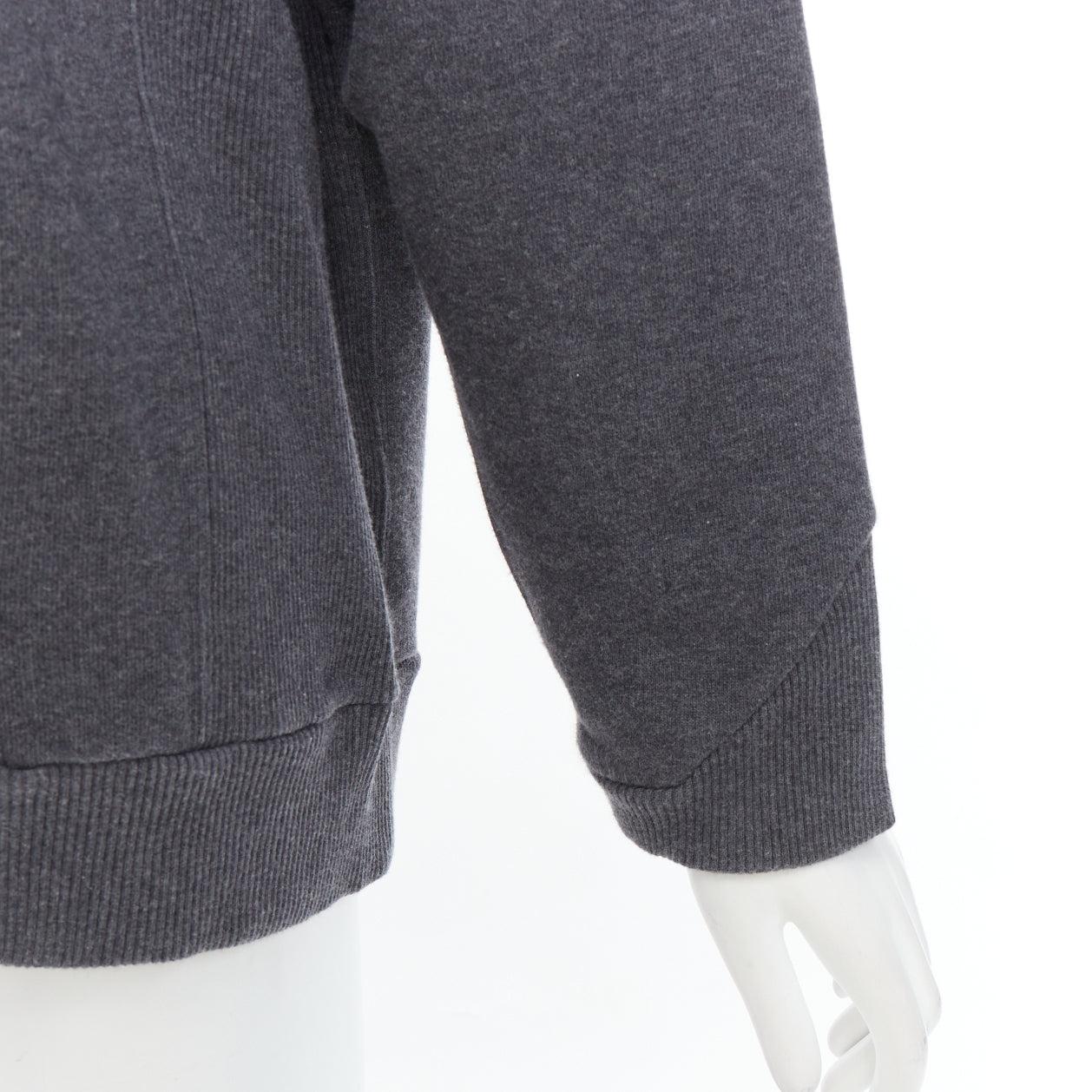 CELINE Hedi Slimane grey 100% cotton gold lurex embroidery hoodie sweatshirt L 2
