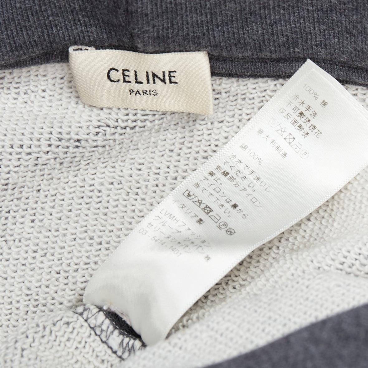 CELINE Hedi Slimane grey 100% cotton gold lurex embroidery hoodie sweatshirt L 3