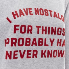 CELINE Hedi Slimane grey cotton Nostalgia slogan crewneck sweater S