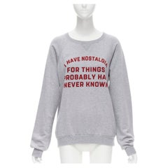 CELINE Hedi Slimane grey cotton Nostalgia slogan crewneck sweater S