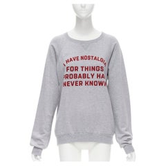 CELINE Hedi Slimane maglione in cotone grigio con slogan Nostalgia a girocollo S