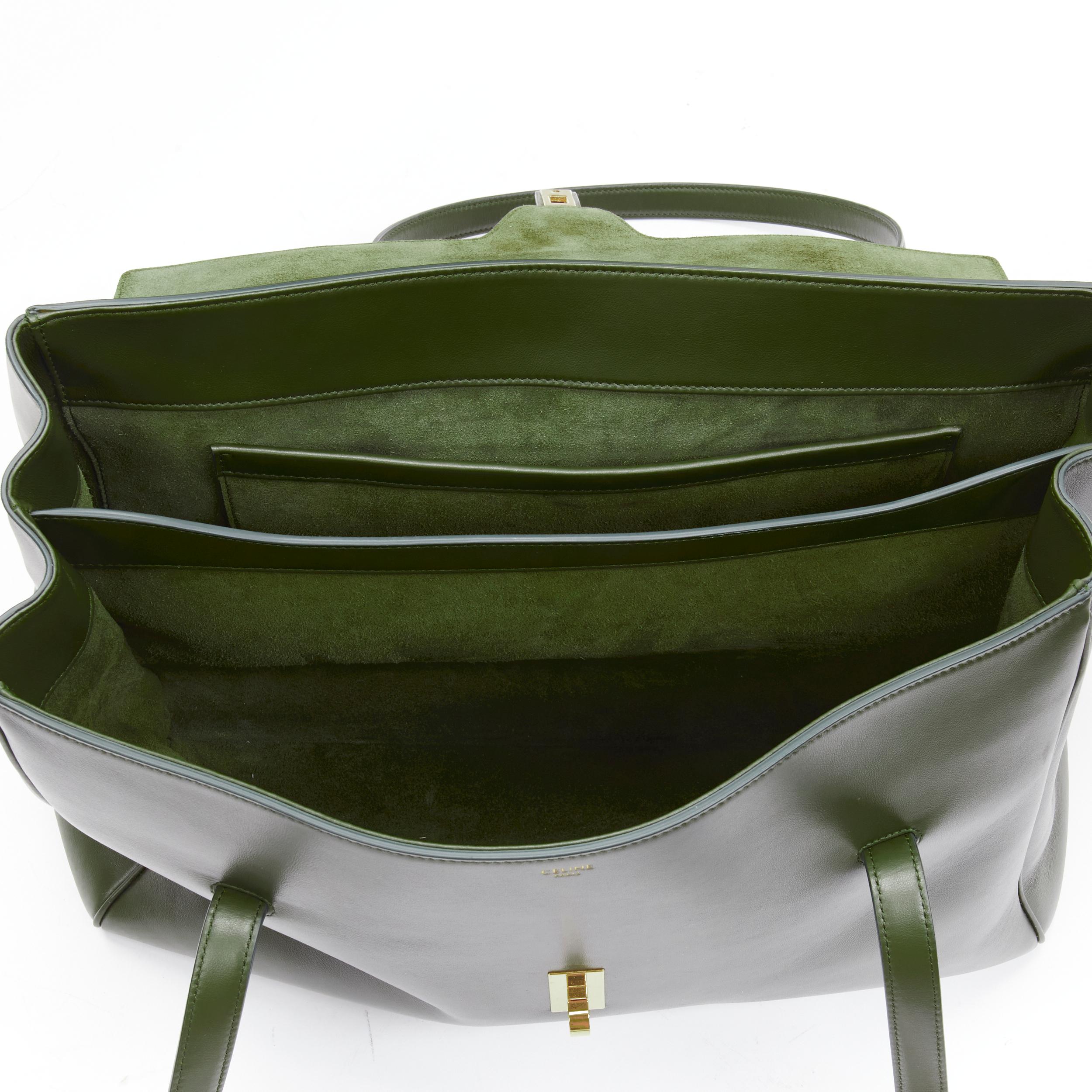 CELINE Hedi Slimane Large Soft 16 bag khaki green smooth calfskin turnlock bag 4