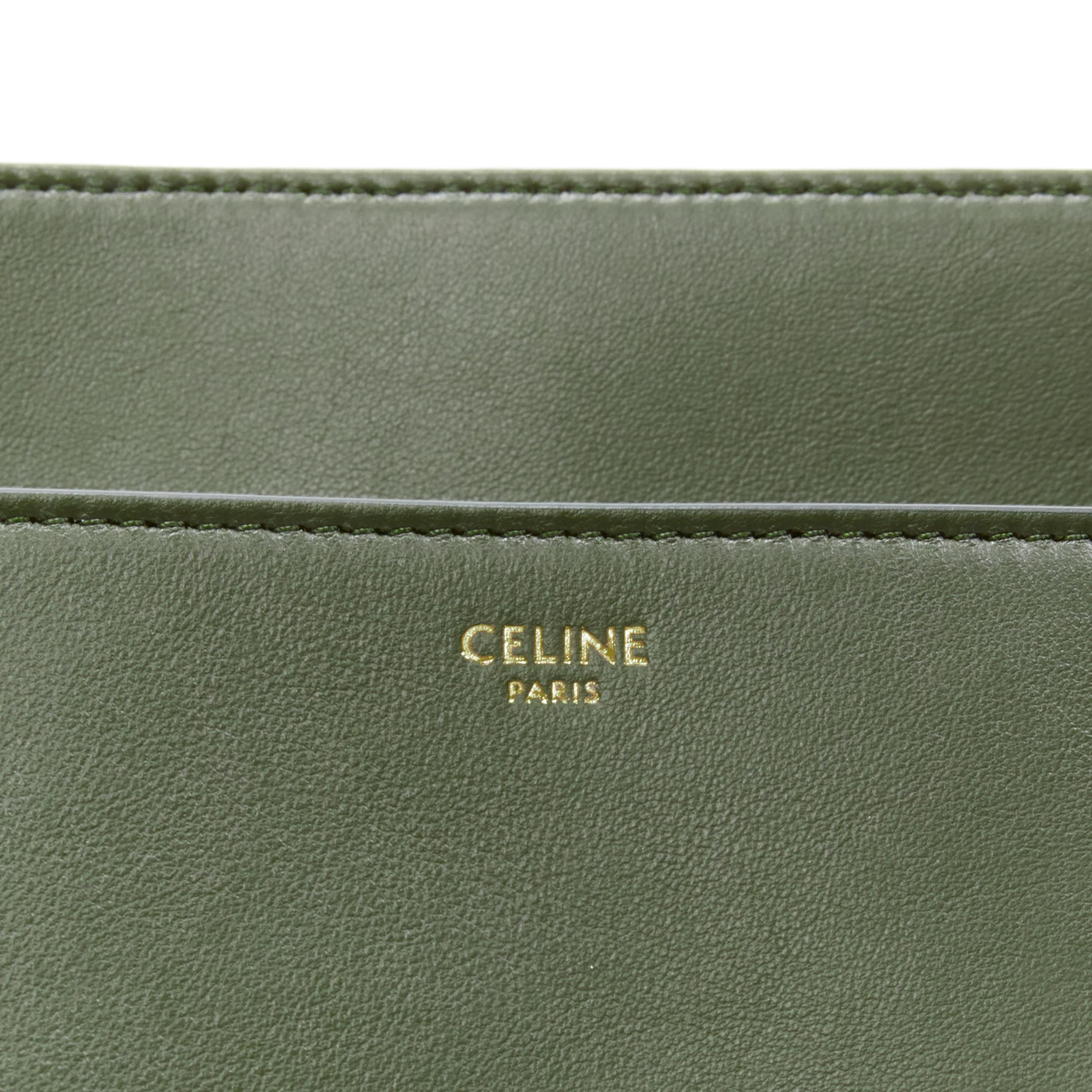 Women's CELINE Hedi Slimane Large Soft 16 bag khaki green smooth calfskin turnlock bag