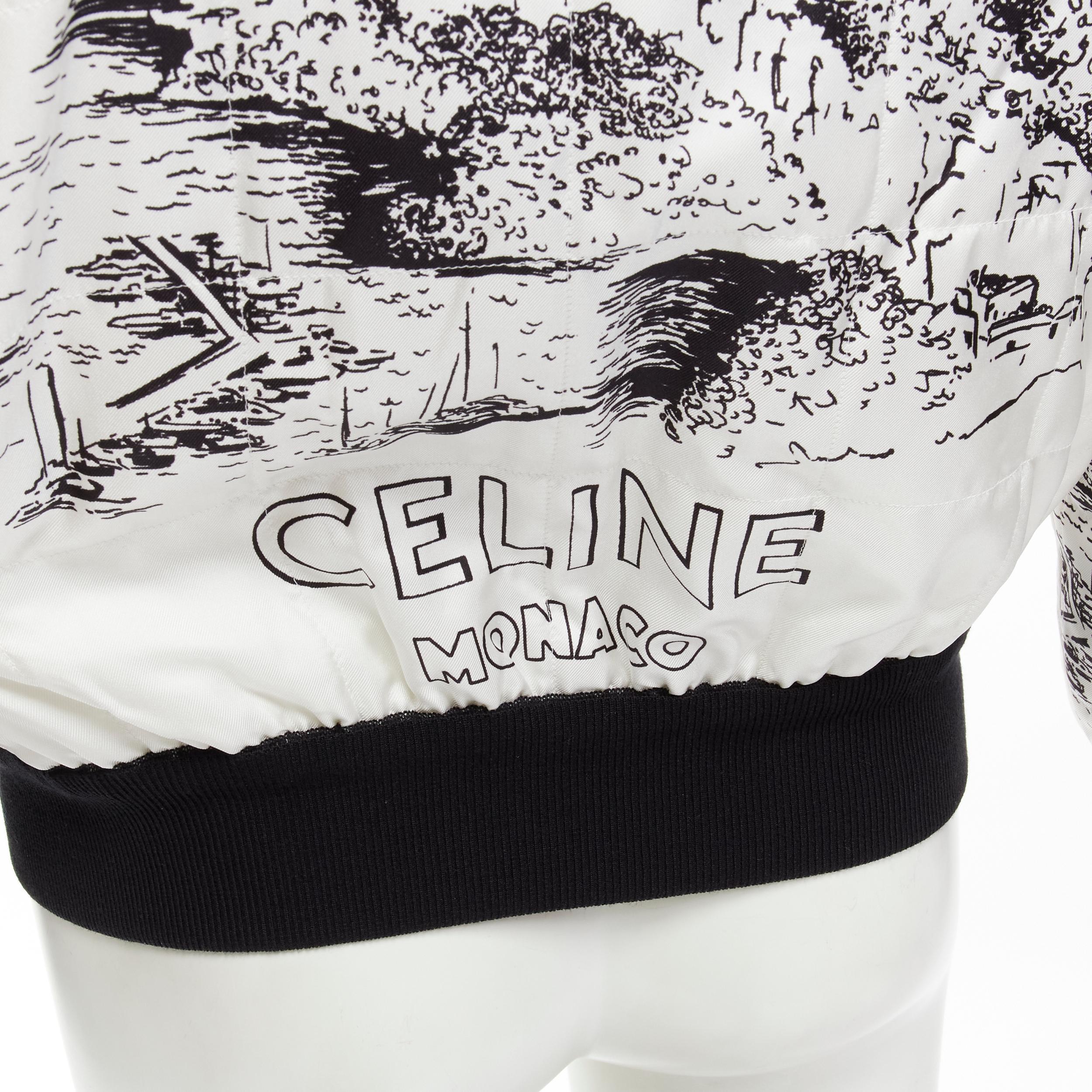CELINE Hedi Slimane Bomber réversible à foulard en soie blanche Casaque Runway FR34 en vente 5