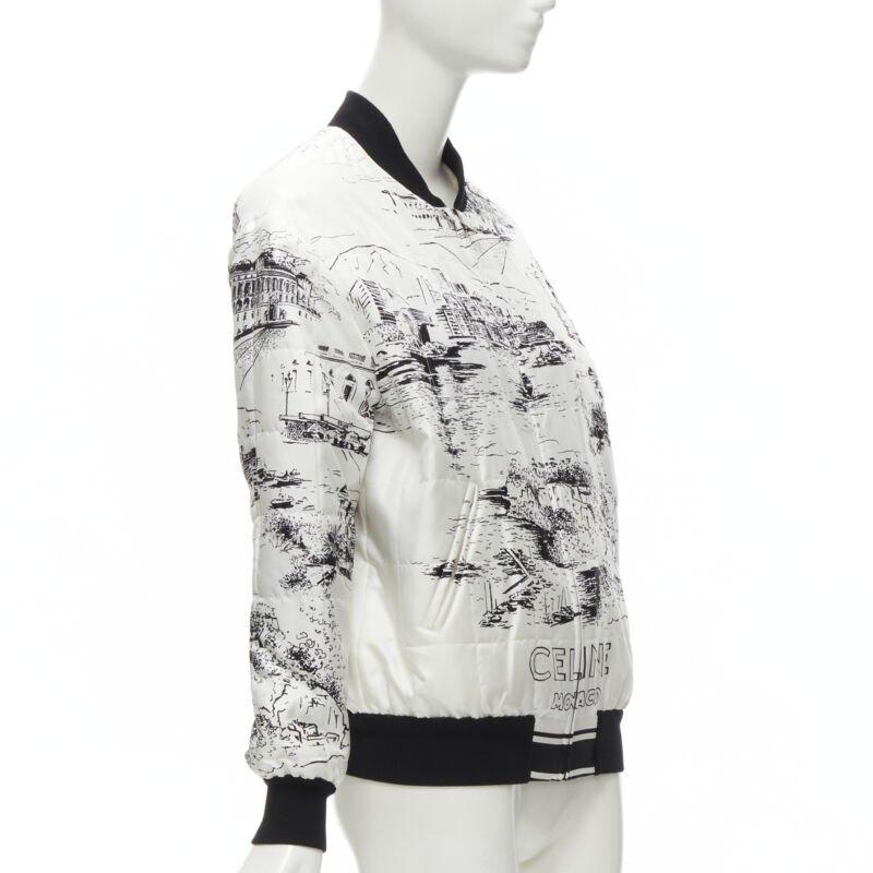 CELINE Hedi Slimane Runway Casaque white silk foulard reversible bomber FR34 In Excellent Condition For Sale In Hong Kong, NT