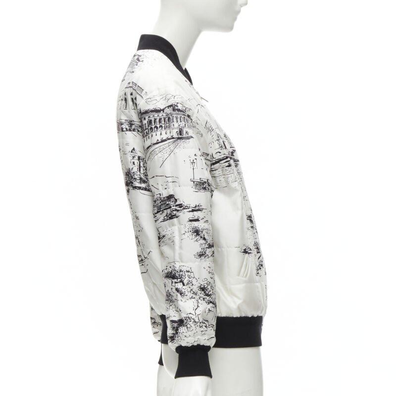 Women's CELINE Hedi Slimane Runway Casaque white silk foulard reversible bomber FR34 For Sale
