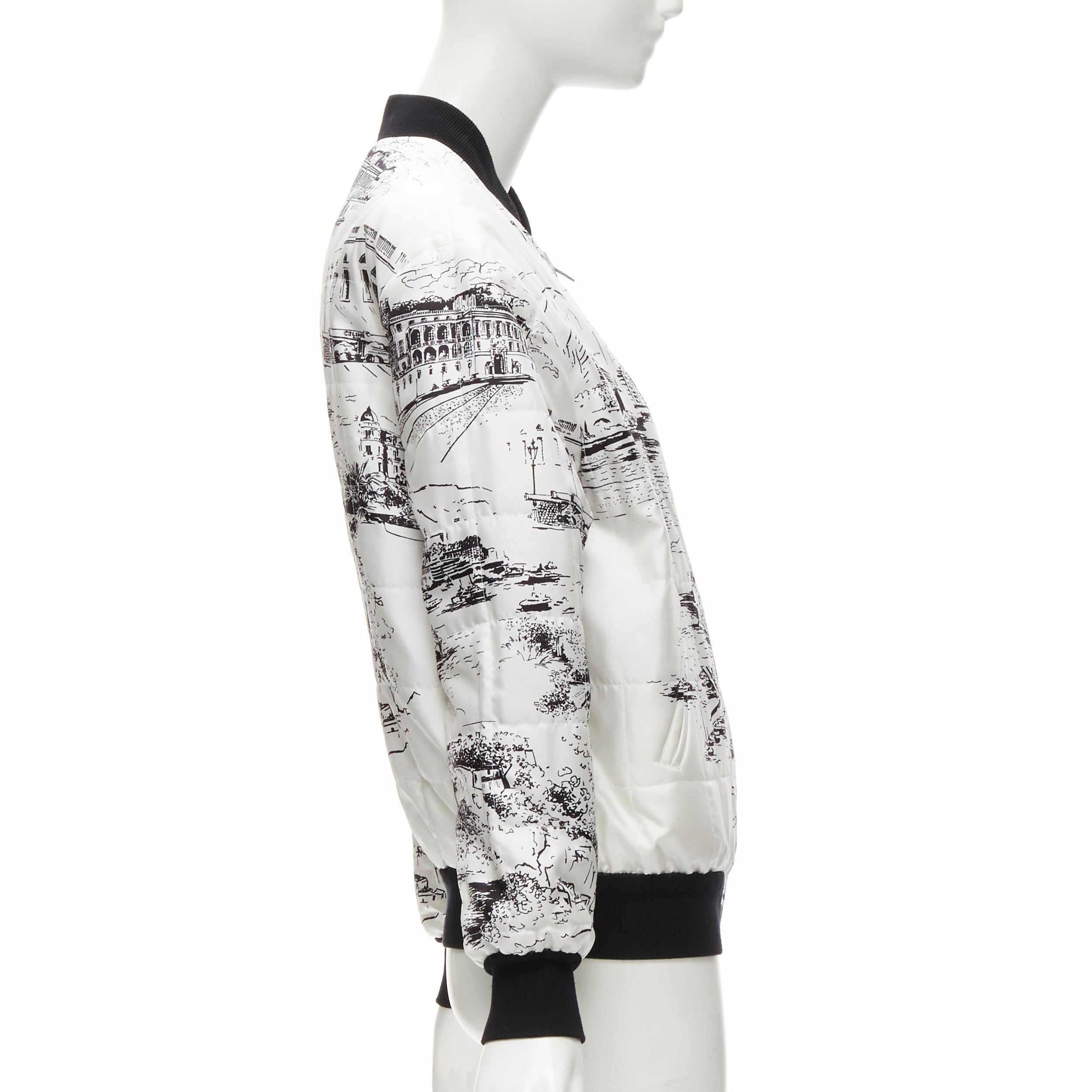CELINE Hedi Slimane Runway Casaque white silk foulard reversible bomber FR34 In Excellent Condition For Sale In Hong Kong, NT