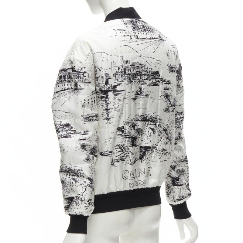 CELINE Hedi Slimane Runway Casaque white silk foulard reversible bomber FR34 For Sale 2