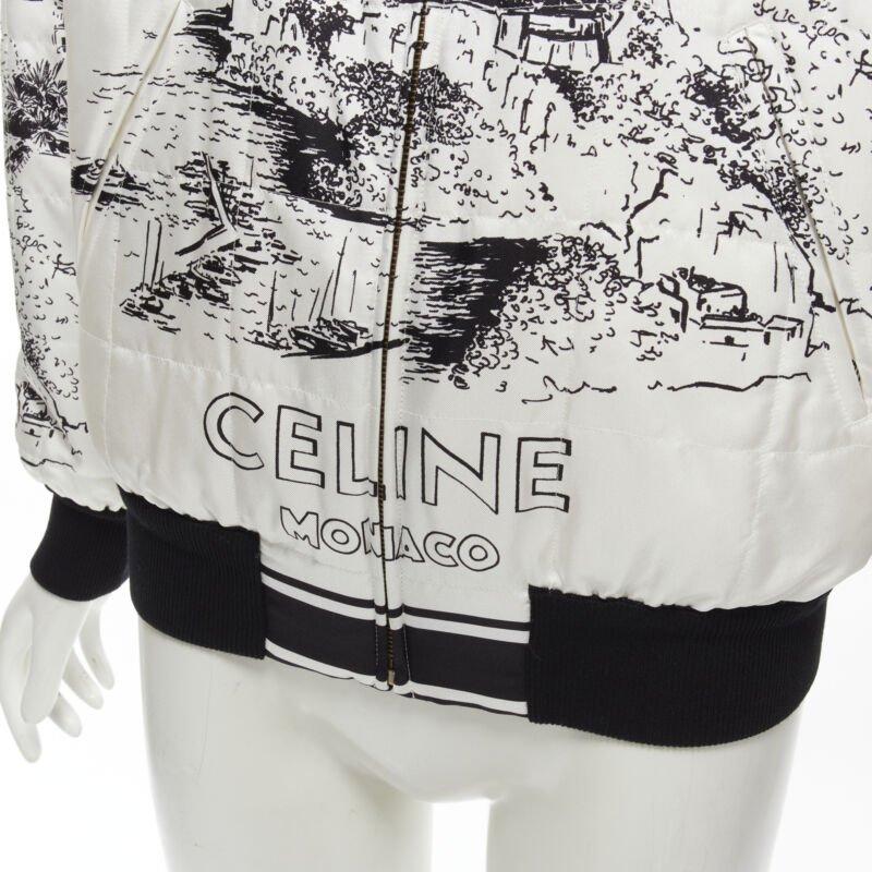 CELINE Hedi Slimane Runway Casaque white silk foulard reversible bomber FR34 For Sale 4