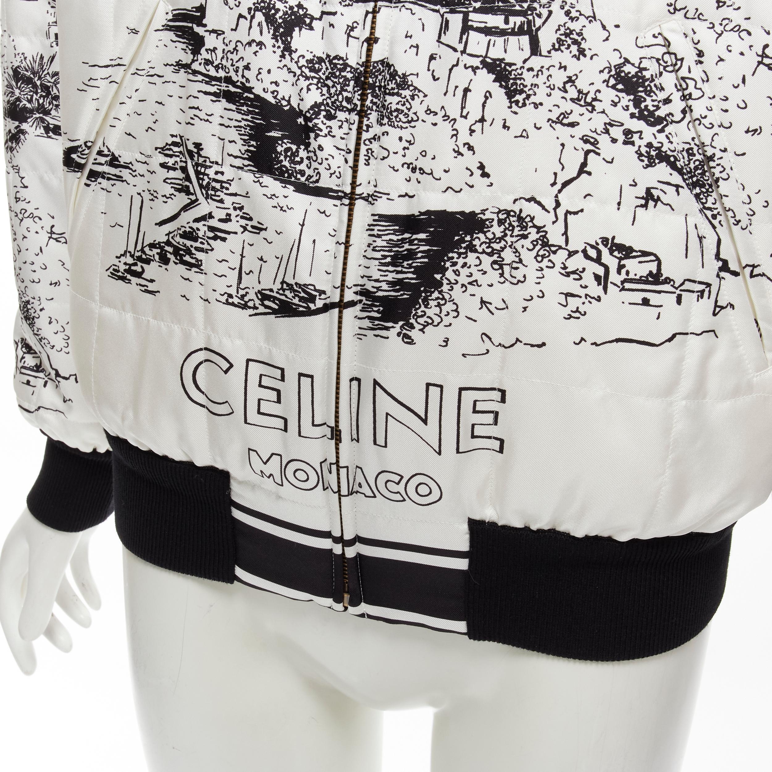 CELINE Hedi Slimane Runway Casaque white silk foulard reversible bomber FR34 For Sale 3