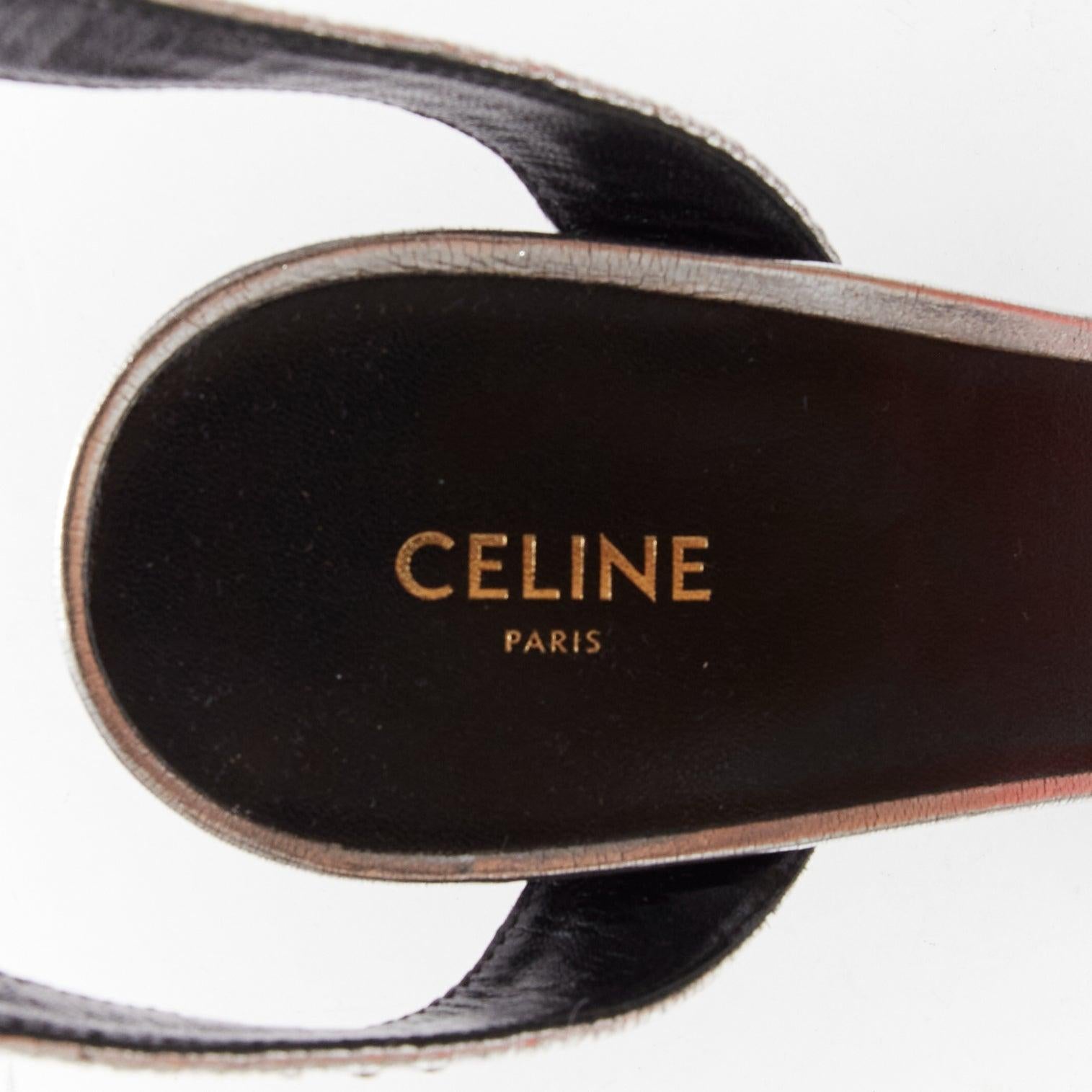 CELINE Hedi Slimane silver leather PVC conical heels EU38 For Sale 5