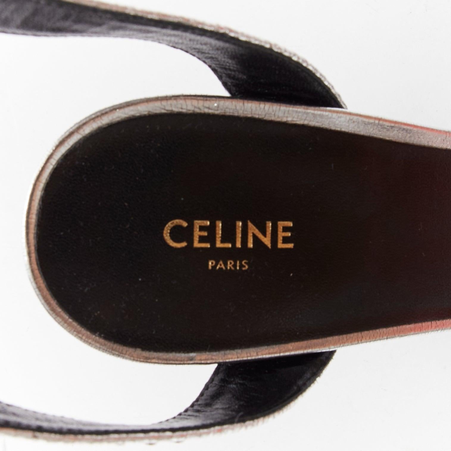 CELINE Hedi Slimane silver leather PVC conical heels EU38 For Sale 4