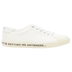 CELINE Hedi Slimane slogan print outsole white canvas low top sneaker EU38 US8