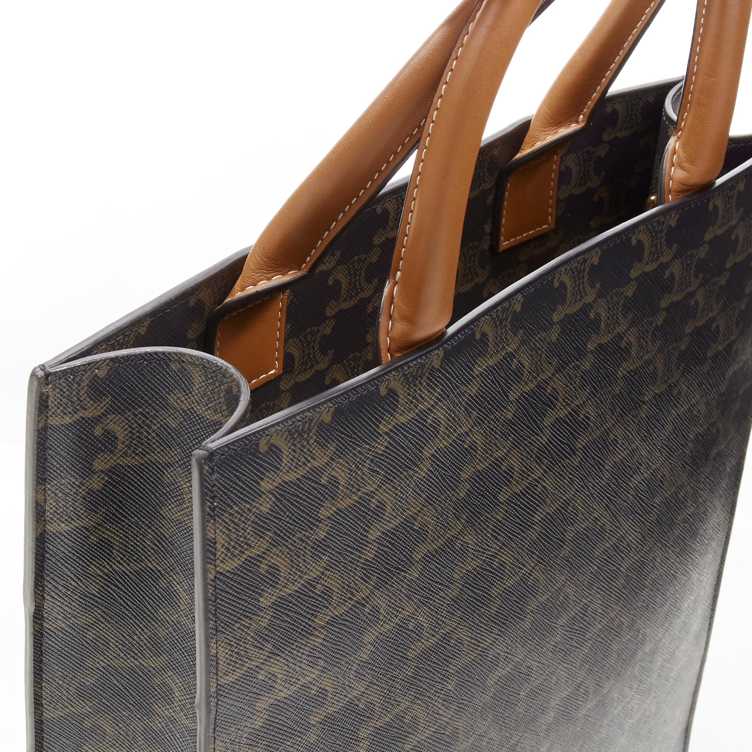 Women's CELINE Hedi Slimane Triomphe Canvas brown monogram Vertical Cabas tote bag For Sale