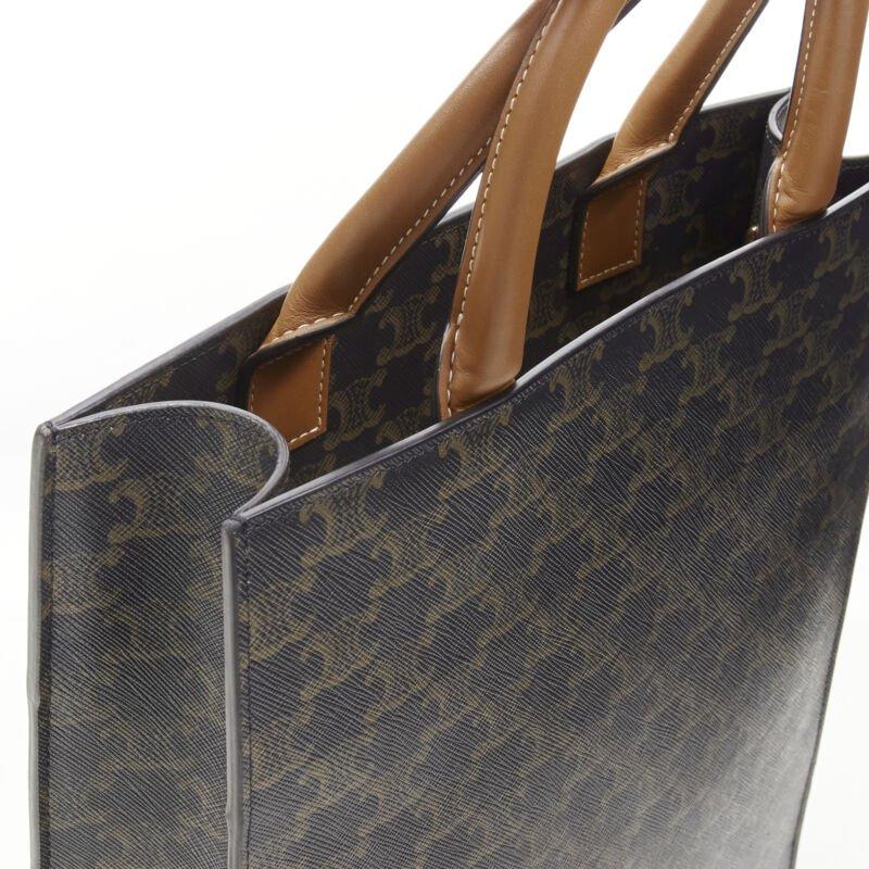 CELINE Hedi Slimane Borsa Triomphe in tela marrone con monogramma Vertical Cabas in vendita 3