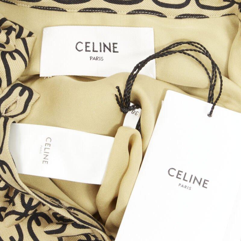 CELINE Hedi Slimane Triomphe chain wool frill collar pleated dress FR38 S For Sale 4