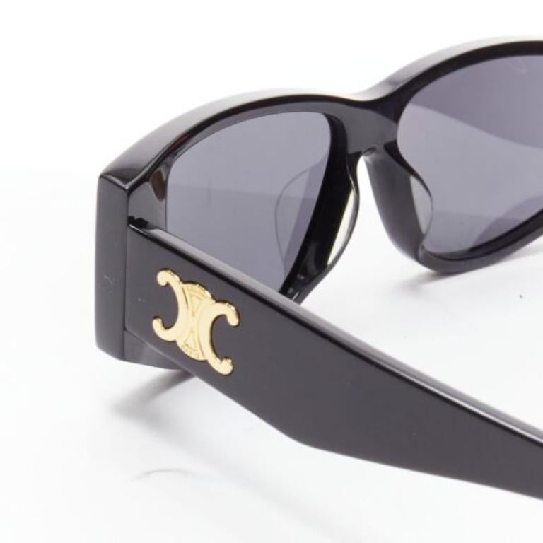 Gray CELINE Hedi Slimane Triomphe CL40227U black gold logo acetate sunglasses