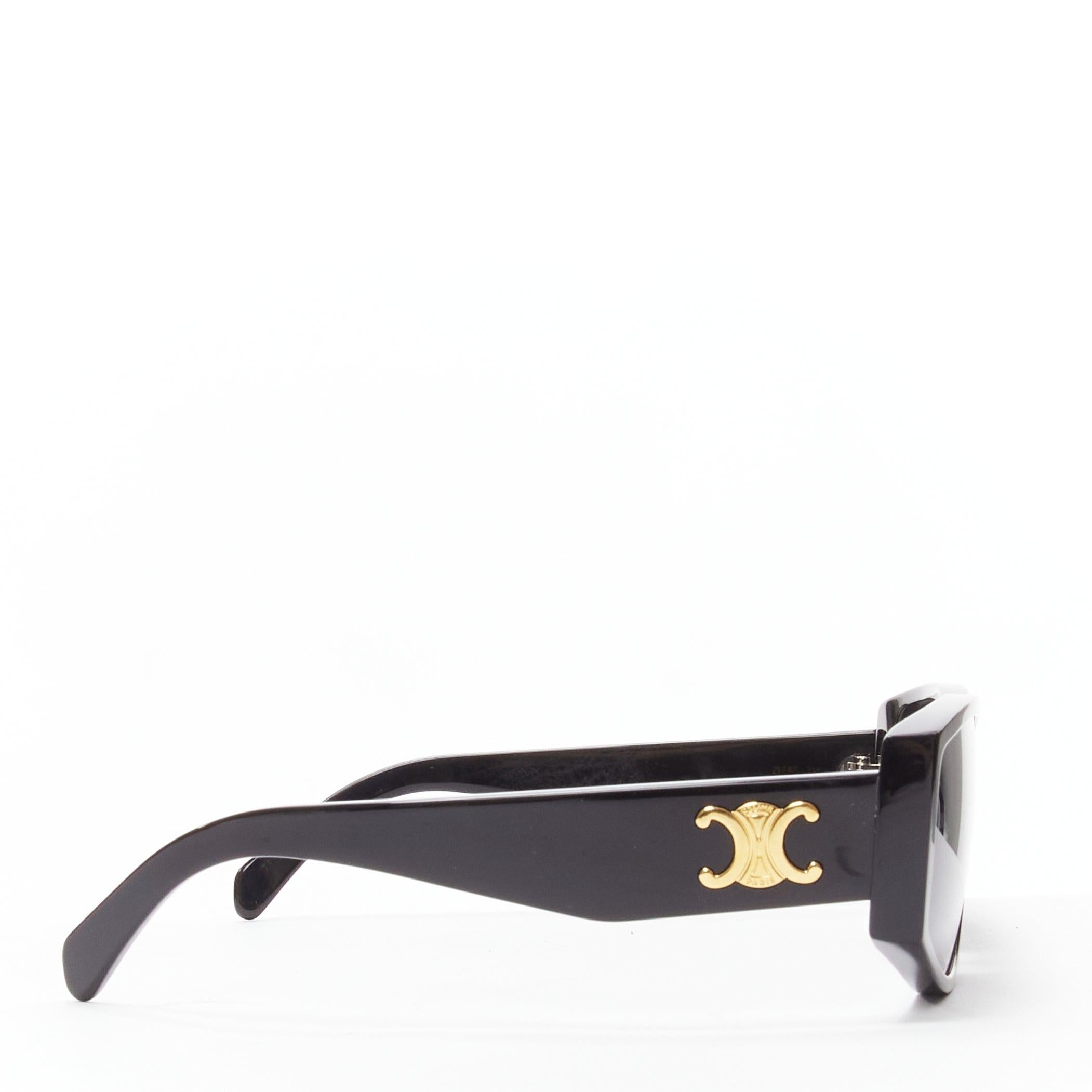 Gray CELINE Hedi Slimane Triomphe CL40227U black gold logo acetate sunglasses For Sale