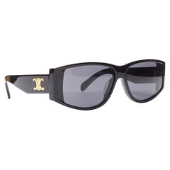 CELINE Hedi Slimane Triomphe CL40227U Schwarzgold Logo Acetat-Sonnenbrille