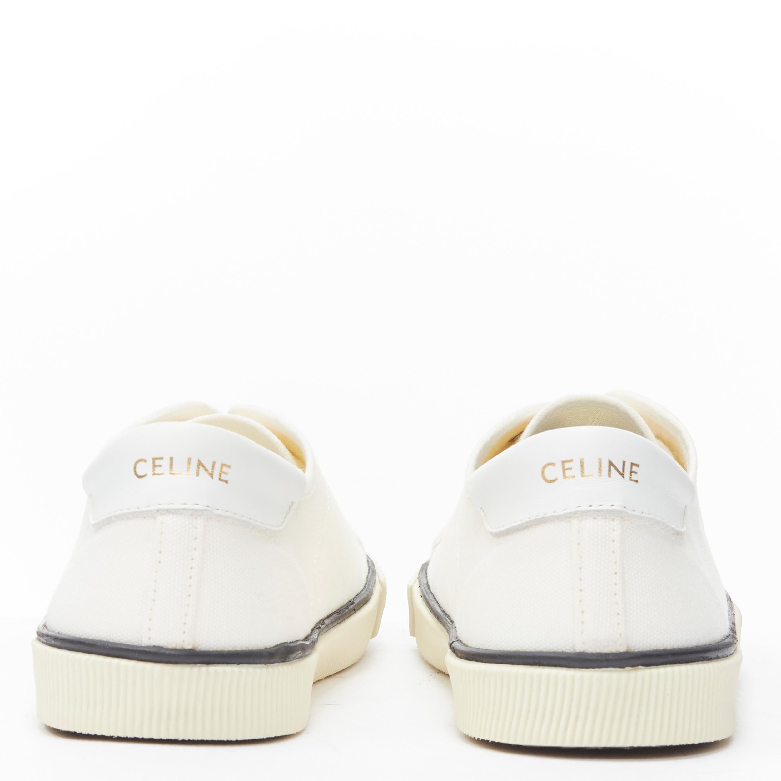 Women's CELINE Hedi Slimane white canvas cream rubber toe cap low top sneaker EU37