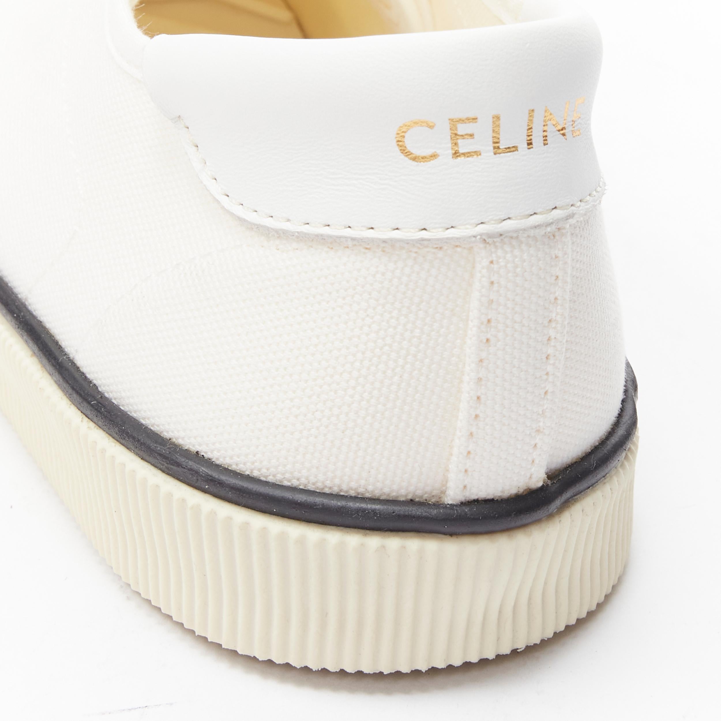 CELINE Hedi Slimane white canvas cream rubber toe cap low top sneaker EU37 1