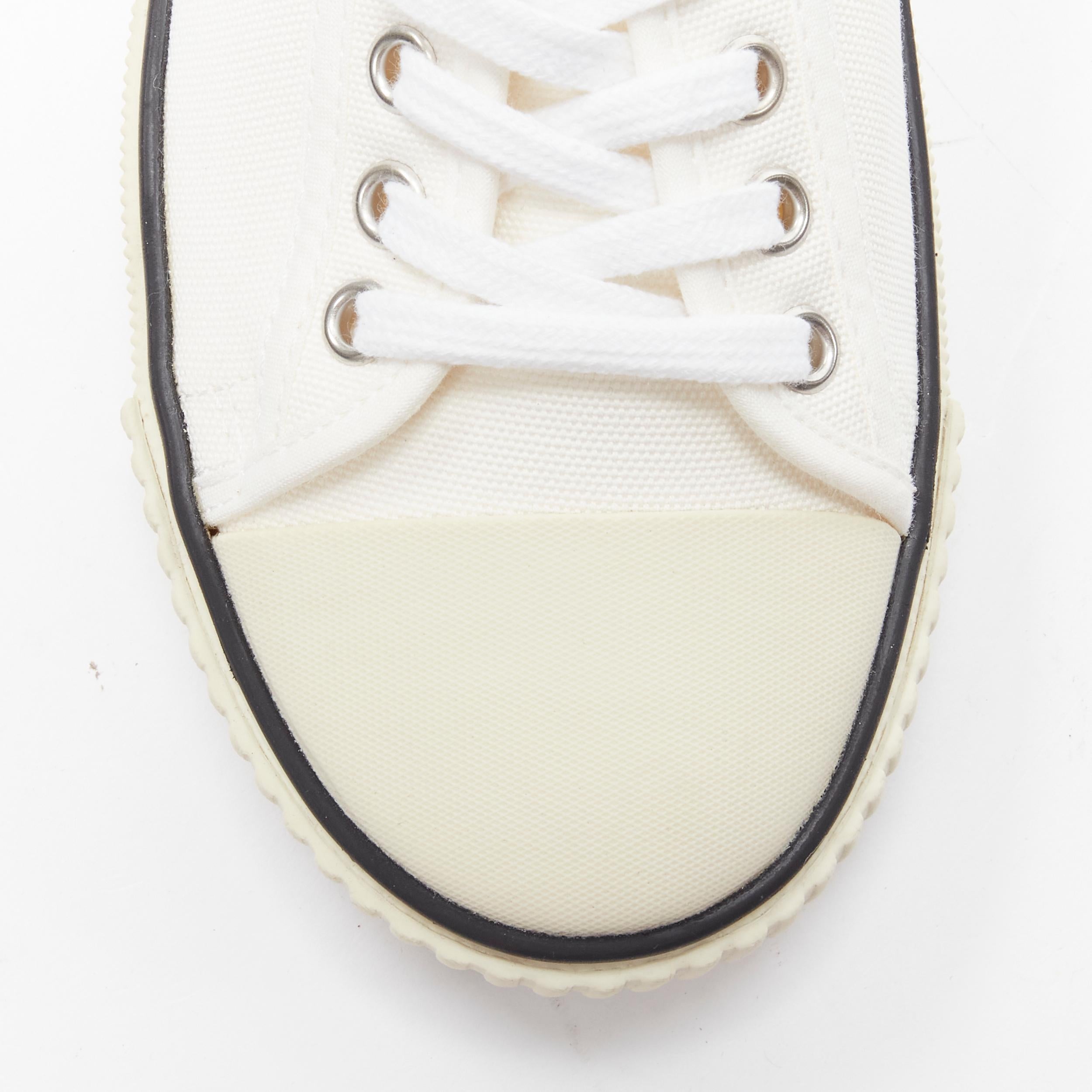 CELINE Hedi Slimane white canvas cream rubber toe cap low top sneaker EU37 2