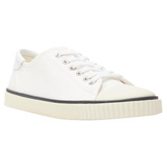 CELINE Hedi Slimane white canvas cream rubber toe cap low top sneaker EU37