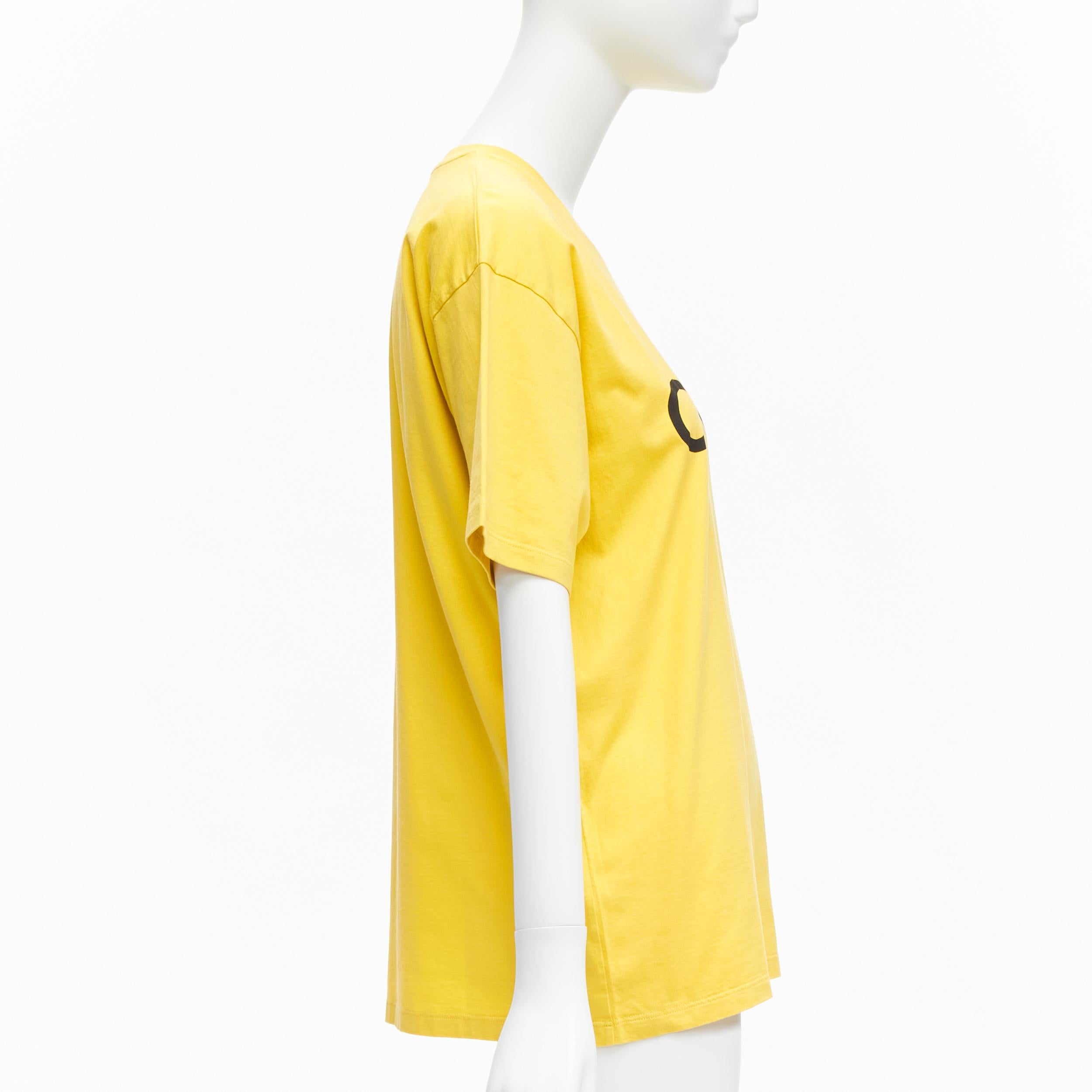 CELINE Hedi Slimane yellow black logo cotton short sleeves round neck tshirt XS In Excellent Condition For Sale In Hong Kong, NT