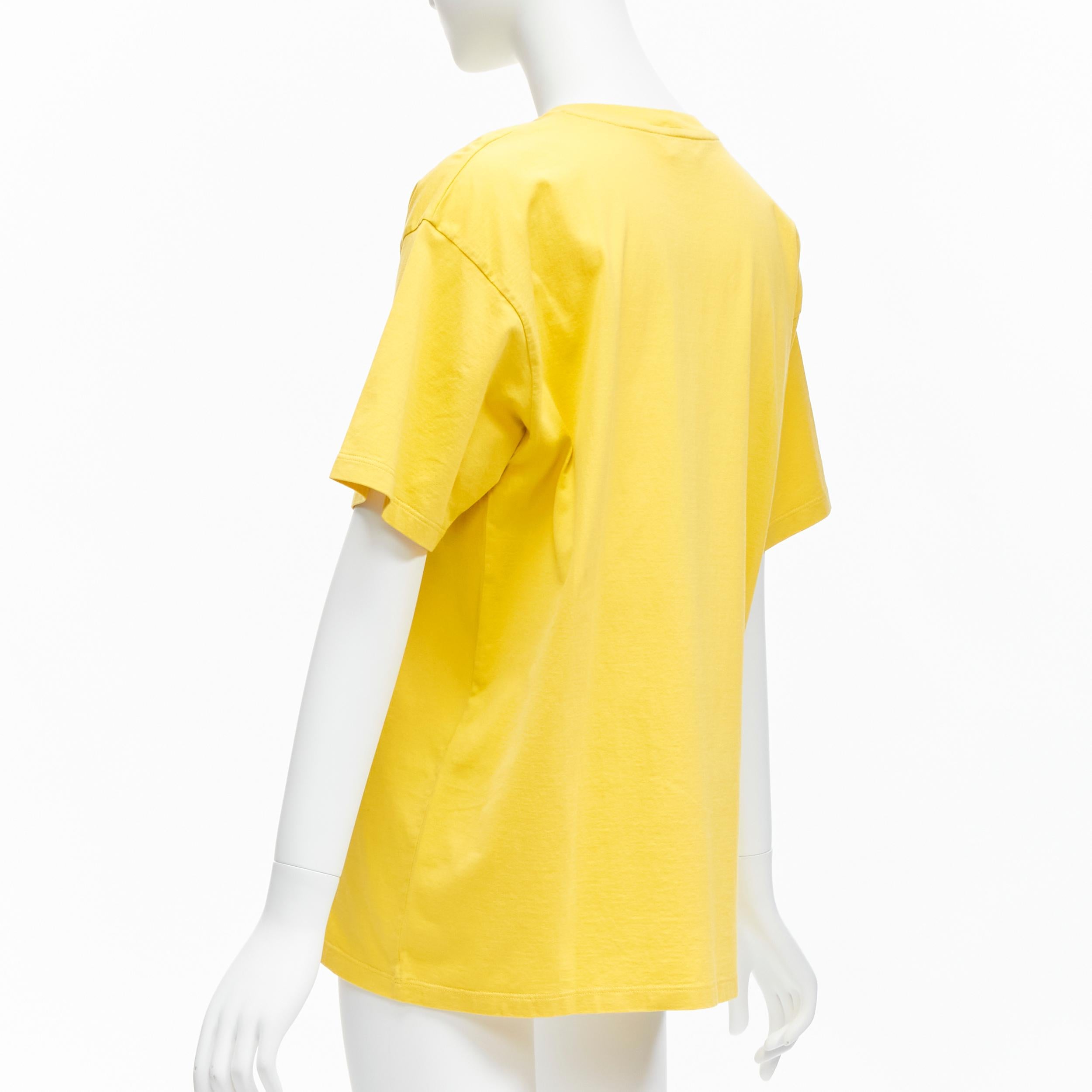 CELINE Hedi Slimane yellow black logo cotton short sleeves round neck tshirt XS For Sale 1