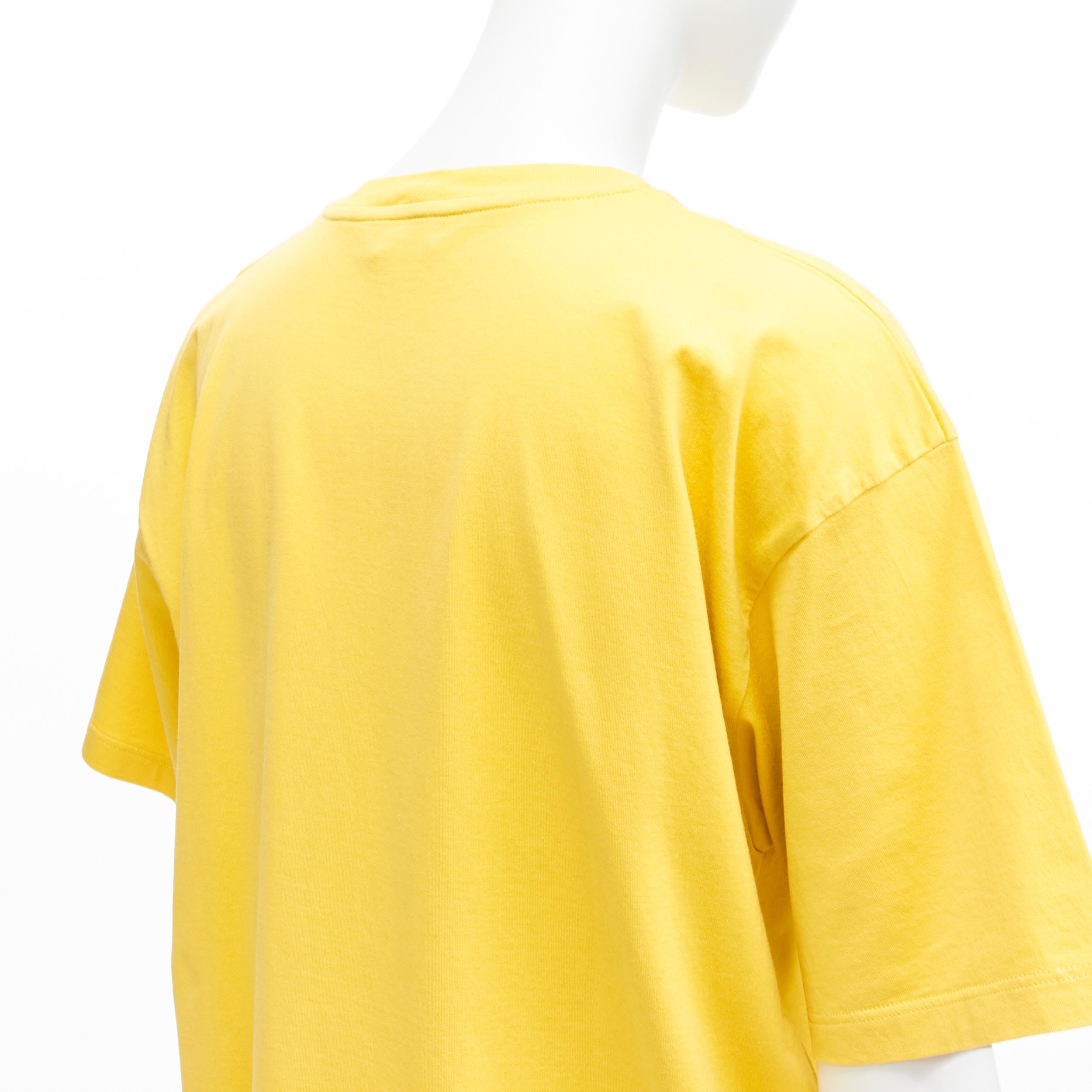 CELINE Hedi Slimane yellow black logo cotton short sleeves round neck tshirt XS For Sale 2