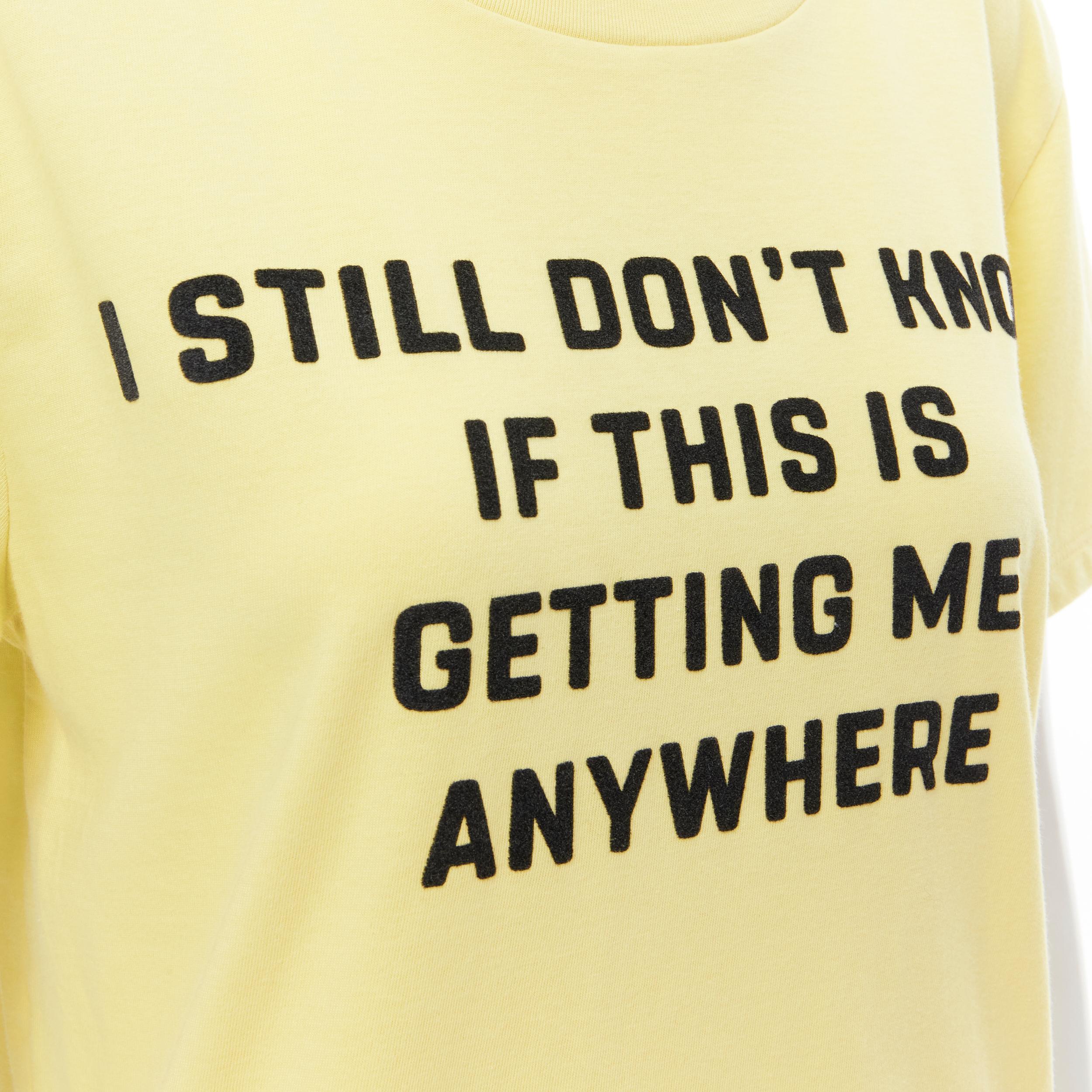 CELINE Hedi Slimane yellow cotton slogan print tshirt S 
Reference: MELK/A00133 
Brand: Celine 
Designer: Hedi Slimane 
Material: Cotton 
Color: Yellow 
Pattern: Solid 
Made in: Italy 

CONDITION: 
Condition: Excellent, this item was pre-owned and