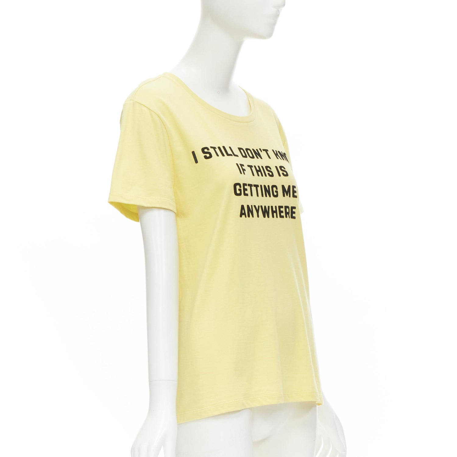 CELINE Hedi Slimane yellow cotton slogan print tshirt S For Sale at 1stDibs