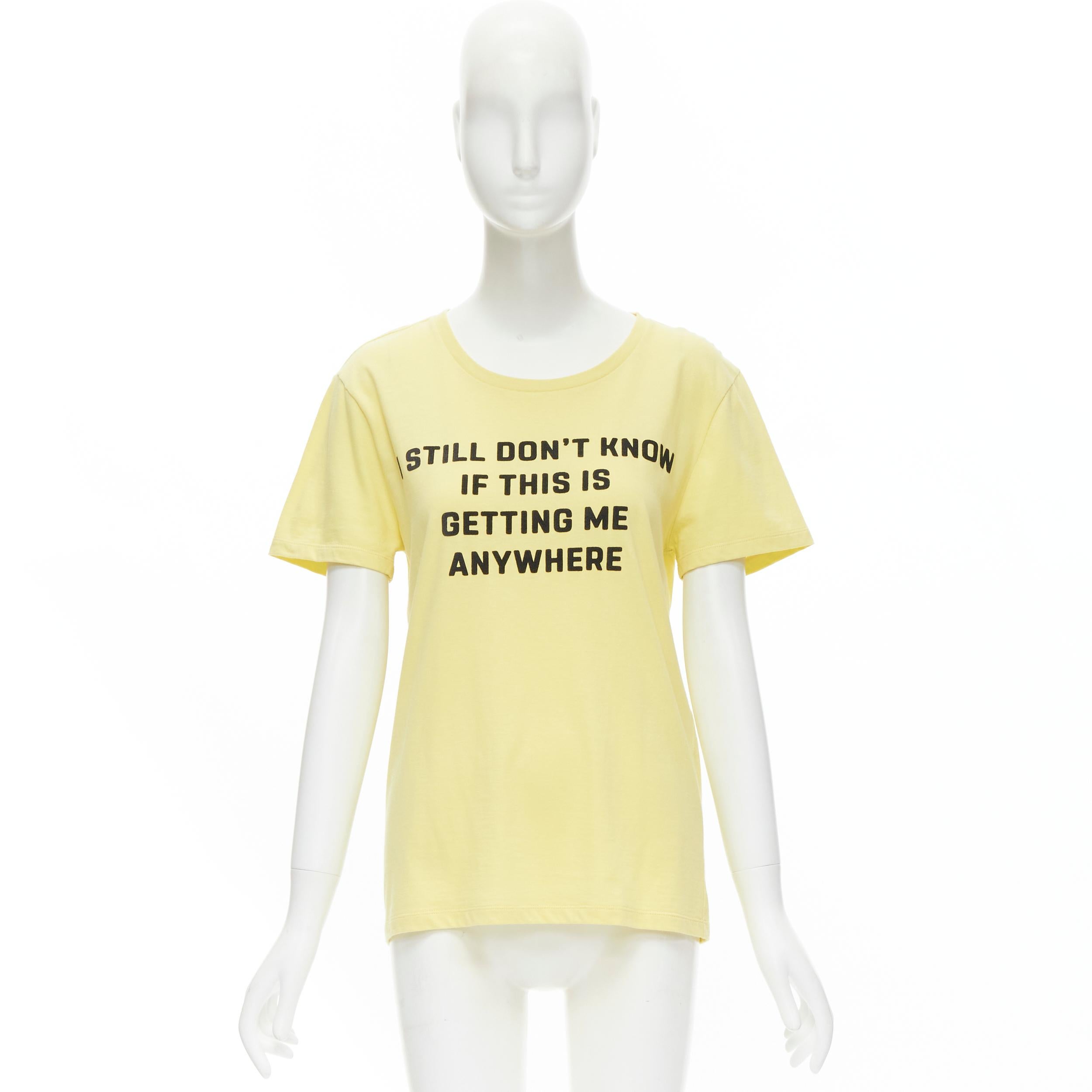 Women's CELINE Hedi Slimane yellow cotton slogan print tshirt S